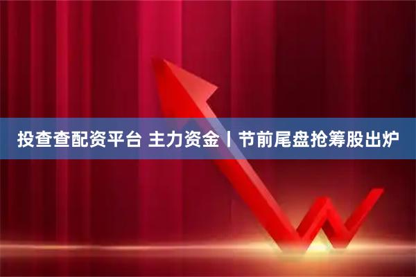 投查查配资平台 主力资金丨节前尾盘抢筹股出炉